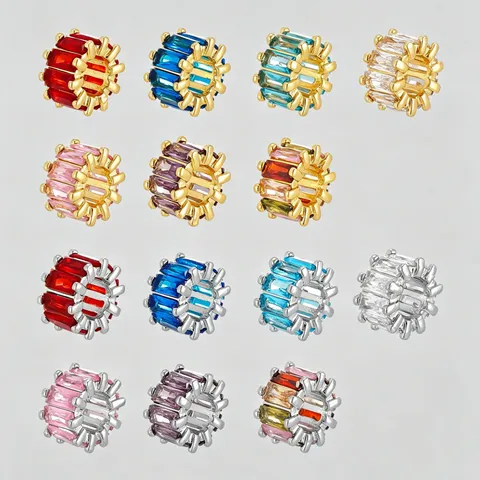 Cylindrical Copper Zirconia Spacer Bead Pendant DIY Jewelry Making Accessories Gold Silver Plated Zirconia Charm
