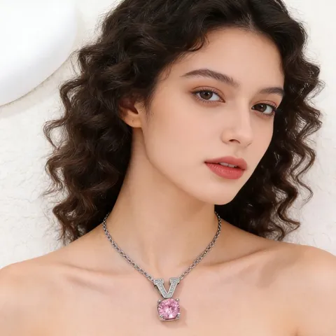 Mode Koper Strass V-Vormige Hanger Halsketting Luxe Zirkonium Geometrische Sleutelbeen Ketting Sieraden Cadeau Voor Vrouwen