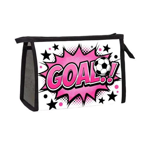 Trousse de Toilette Grande Capacité Imprimé Football Durable Polyester Trousse à Maquillage Organisateur de Voyage Portable pour Femmes