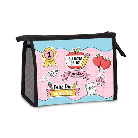 Lehrertag Bedruckt Kosmetiktasche Polyester Mesh Kulturbeutel Aufbewahrungstasche Reise Tragbar Reißverschluss Make-Up Tasche Für Damen
