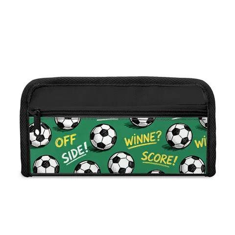 Large Capacity Football Theme Pencil Case For Students Sports Print Polyester Zipper Stationery Bag School Desk Organizer Case