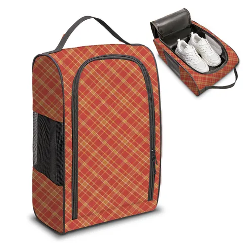 Tragbare Polyester Karo Schuhbeutel Mit Reißverschluss Atmungsaktives Netz Reisen Golf Sneaker Staubdichte Tasche Organizer