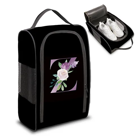 Draagbare Reis Schuhen Opbergtas Polyester Stofdicht Grote Capaciteit Ritszak Bloemen Alfabet Print Organisator Koffer Voor Zakenreis Sport