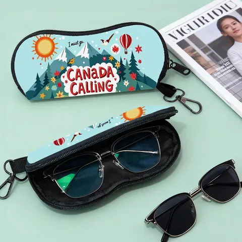 Tragbare Outdoor Reise Brillenbeutel Reißverschluss Weiche Sonnenbrille Schutztasche Mit Haken Retro Camping Druck Brillen Aufbewahrungstasche