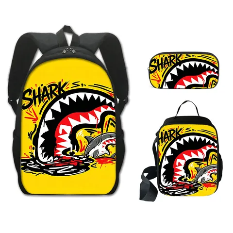 Monster Graffiti Stijl 3-Delige Schooltas Set Inclusief 16 Inch Boekentas Geïsoleerde Lunchtas En Etui