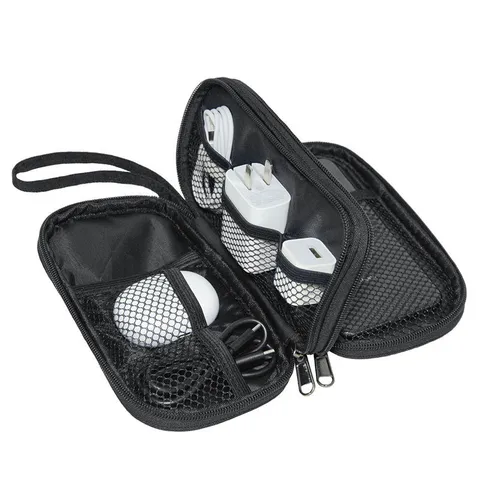 Polyester Electronics Organizer Bag Animal Print Cable Charger Storage Pouch Portable Travel Digital Accessories Carrying Case With Zipper Lanyard For Travel Office Daily Use
