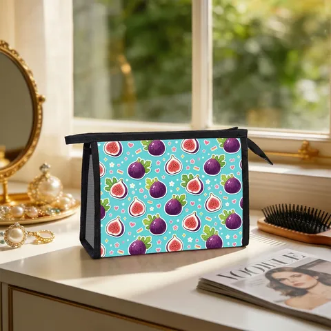 Frische Frucht Druck Netz Kosmetiktasche Sommer Tragbar Kulturbeutel Große Kapazität Reißverschluss Reise Make up Organizer Damen