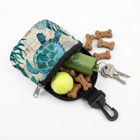 Schildkröten-Druck Mini-Beutel Vintage Nautischer Haustier-Leckerli-Beutel Multifunktionaler Münzbeutel Mit Haken Reißverschluss Kopfhörerkabel Aufbewahrungstasche