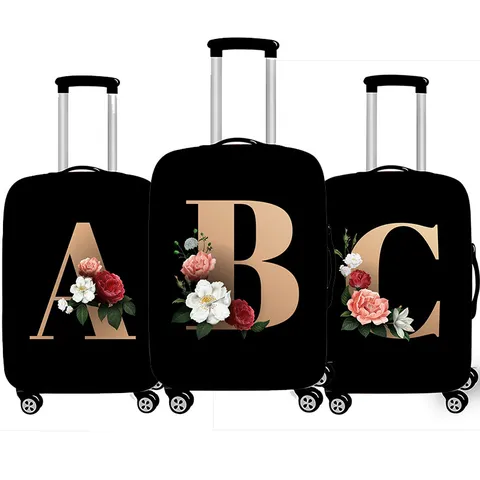 Copertura Protettiva per Bagagli Con Stampa Floreale Alfabeto Protezione per Valigia Elastica Antipolvere Accessori per Borse da Viaggio