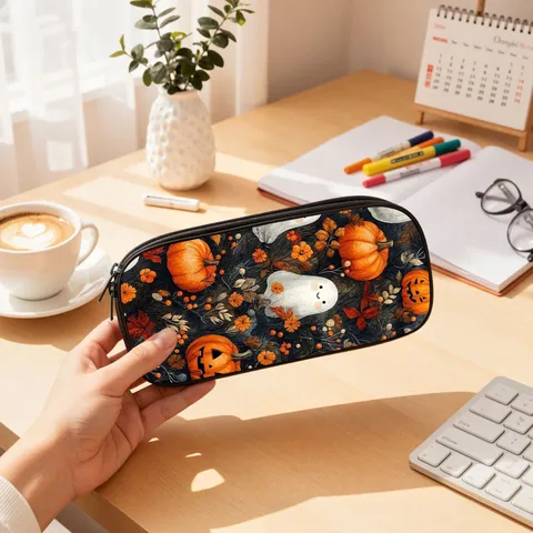 Halloween Bedrucktes Federmäppchen Große Kapazität Reißverschluss Mäppchen Festlicher Schreibwaren Organizer Box Tasche Für Schüler