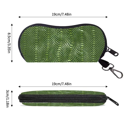 Portable Animal Print Sunglasses Case With Carabiner Zippered Felt Eyewear Storage Bag Drop-proof Sunglasses Pouch Outdoor Travel