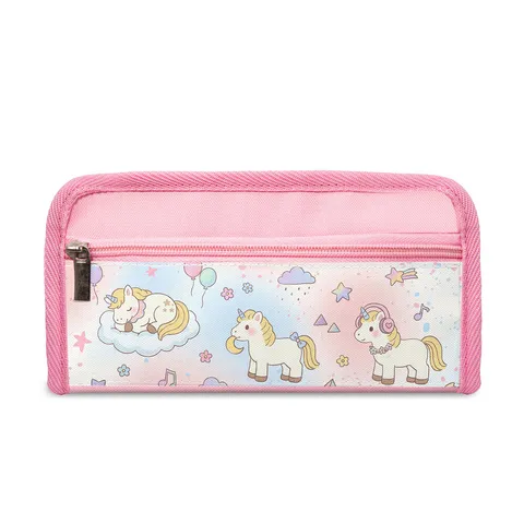 Schattige Cartoon Eenhoorn Grote Capaciteit Etui Voor Studenten Meisjes Polyester Koreaanse Stijl Briefpapier Opbergtas Organizer