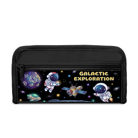 Large Capacity Astronaut Pencil Case Space Themed Cartoon Printed Stationery Bag High Density Polyester School Supplies For Students Office Desktop Storage Pouch