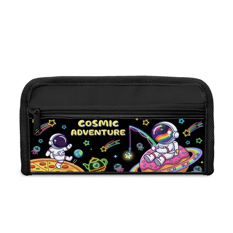 Large Capacity Astronaut Pencil Case Space Themed Cartoon Printed Stationery Bag High Density Polyester School Supplies For Students Office Desktop Storage Pouch