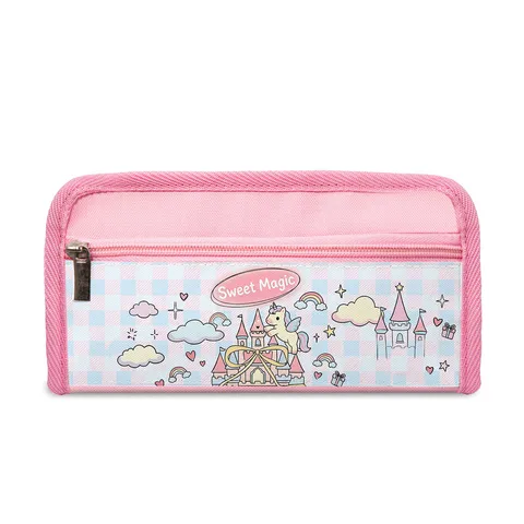 Schattige Cartoon Eenhoorn Grote Capaciteit Etui Voor Studenten Meisjes Polyester Koreaanse Stijl Briefpapier Opbergtas Organizer