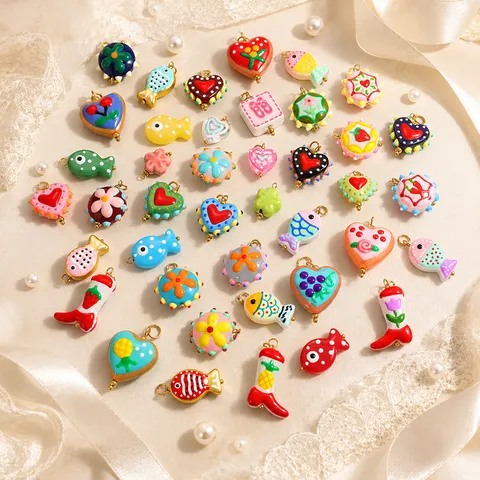 Stainless Steel Enamel Charms For Jewelry Making DIY Cute Heart Fish Flower Fruit Pendants For Bracelet Necklace Craft Accessories