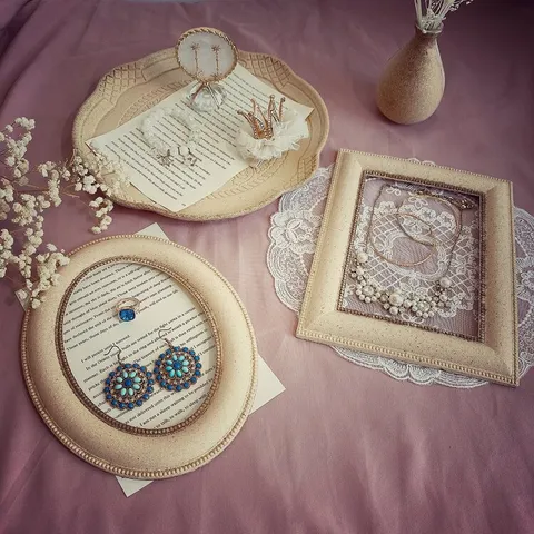 Vintage Houtnerf Hars Sieraden Display Tray Fotolijst Fotografie Rekwisieten