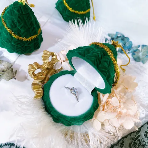 Weihnachtsbaum Schmuckkästchen Samt Ring Ohrring Aufbewahrungsorganisator Tragbar Staubdicht Festliche Geschenkverpackung Hülle