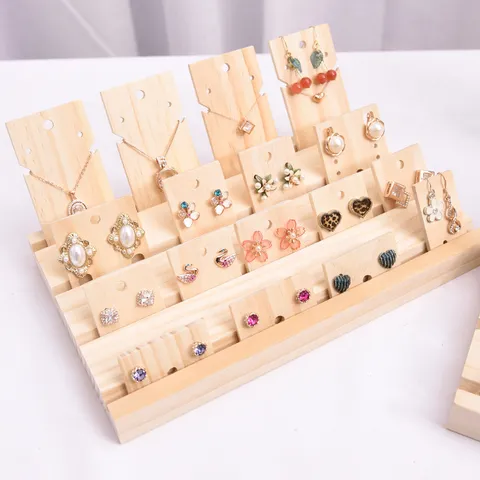 Massief Houten Sieraden Display Standaard Ring Oorring Houder Houten Opbergrek Organizer Voor Ketting Ring Oorbellen