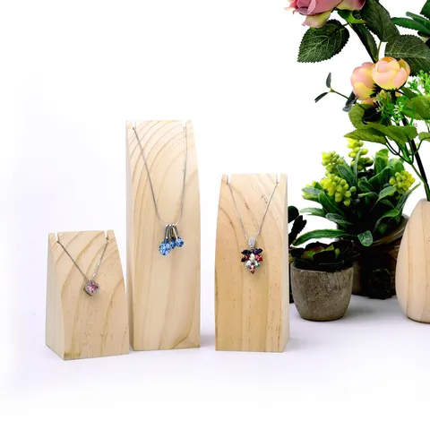 Houten Sieraden Display Standand Kettinghouder Natuurlijk Hout Minimalistische Organizer voor Thuis Kantoor