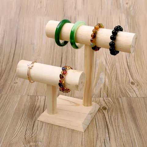 Massief Houten Sieradenstandaard T-Vorm Armbandhouder Organizer Houten Horloge Opbergrek Voor Thuis