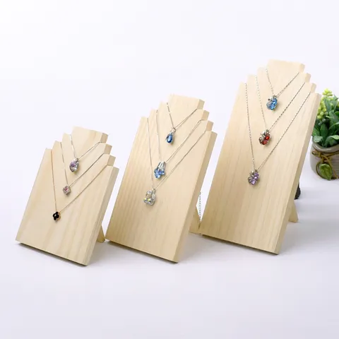 Massief Houten Ketting Display Standaard Meerdere Lagen Hanger Houder Houten Sieraden Organizer Rek Voor Winkel Detailhandel Fotografie Rekwisieten