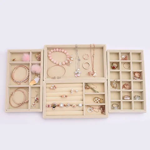 Fluwelen Sieraden Tray Organizer Ketting Ring Oorring Display Houder Zachte Flanel Opbergdoos
