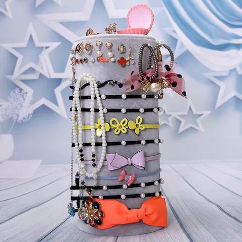 Vertical Velvet Headband Rack Jewelry Organizer Display Stand For Stud Earrings Necklaces Bracelets Ring Storage Holder