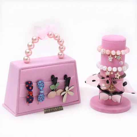 IJsfluweel Handtassen Vormige Ring Schaal Oorbellen Display Standaard Parel Handvat Sieraden Organizer