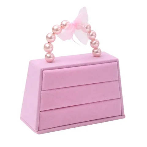 IJsfluweel Handtassen Vormige Ring Schaal Oorbellen Display Standaard Parel Handvat Sieraden Organizer