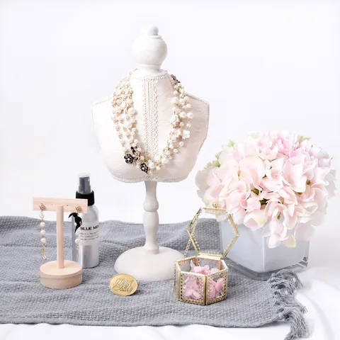 Vintage Wit Kant Paspoppen Sieraden Display Standaard Halsketting Oorbel Ring Opslag Organizer Bruiloft Decor