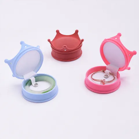 Kronenförmige Samt-Schmuckschatulle Ring Aufbewahrungsbox Halskette Armband Organizer Tragbare Prinzessin Schmuckverpackung Geschenkbox