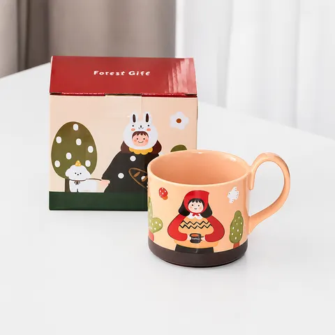 Tazza in Ceramica Creativa Simpatico Modello di Ragazza Cartoon Colazione Caffè Acqua Tazza Stile Francese Crema Coppia Tazza Con Scatola Regalo