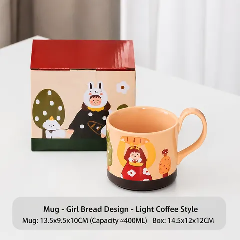 Tazza in Ceramica Creativa Simpatico Modello di Ragazza Cartoon Colazione Caffè Acqua Tazza Stile Francese Crema Coppia Tazza Con Scatola Regalo