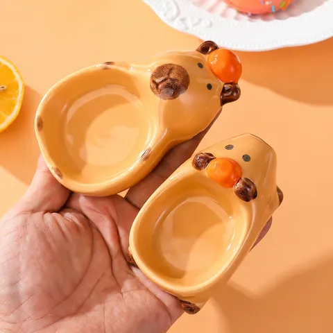 Piattino per Salsa in Ceramica Capybara Creativo Carino Design Animale Cartone Animato Piatto di Condimento per Hot Pot Cucina di Casa Stoviglie