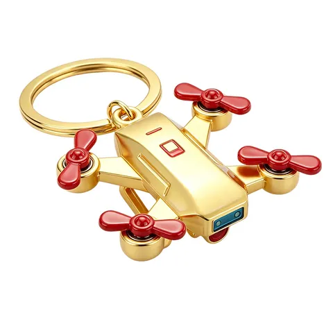 Porte-clés Modèle Mini Drone Hélices Rotatives Alliage de Zinc Jouet Anti-stress Pendentif Décoratif pour Sac Cadeau Cool