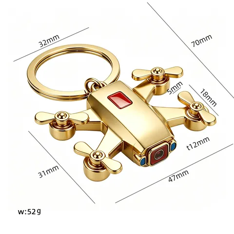 Porte-clés Modèle Mini Drone Hélices Rotatives Alliage de Zinc Jouet Anti-stress Pendentif Décoratif pour Sac Cadeau Cool
