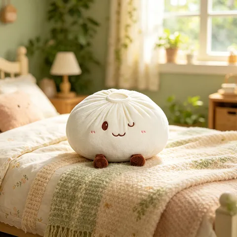 Creative Cute Baozi Shaped Plush Toy Pillow Soft Stuffed Dumpling Doll Home Decor Cushion Kids Toy