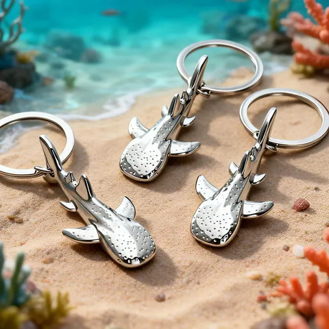 Whale Shark Shark Dolphin Keychain Metal Bottle Opener Creative Sea Animal Pendant Silver Zinc Alloy Polished Keyring For Bag Charm Souvenir