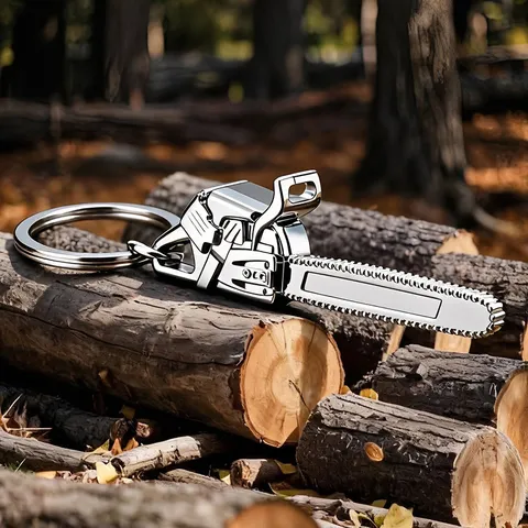 Creative Metal Chainsaw Keychain Silver Zinc Alloy Mini Tool Pendant Outdoor Industrial Style Bag Ornament Gift For Men Women