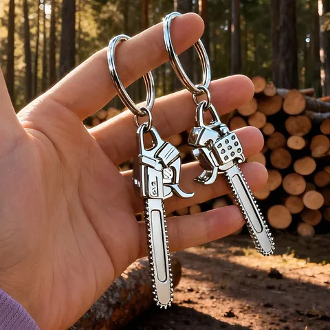 Creative Metal Chainsaw Keychain Silver Zinc Alloy Mini Tool Pendant Outdoor Industrial Style Bag Ornament Gift For Men Women