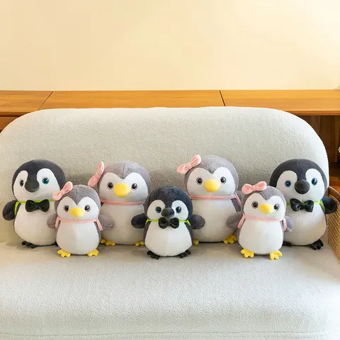 Süßes Pinguin Plüschtier Paar Mit Schleife Rucksack Weiche Kuscheltier Puppe Geburtstag Geschenk Für Kinder