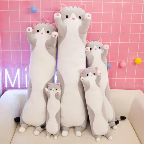 Long Cat Plush Toy Cute Stuffed Animal Kitten Pillow Soft Sleep Doll Cuddly Companion For Kids And Adults Home Decor