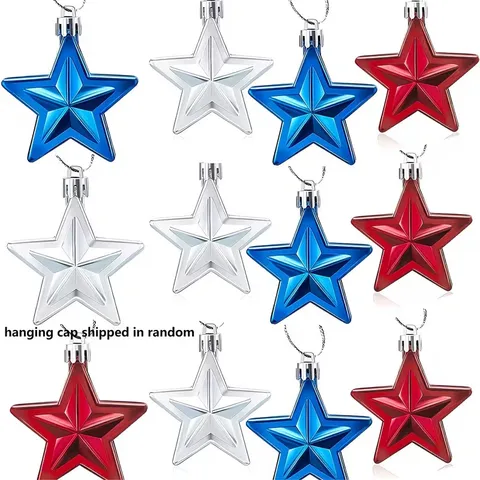 Onafhankelijkheidsdag 3D Ster Ornamenten Set Rood Wit Blauw Metallic Ster Hangende Decoraties Voor Kerstmis Vakantie Feest Decoratie