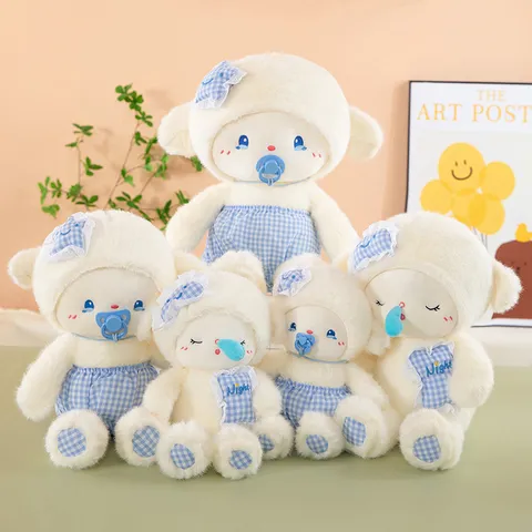 Cute Stuffed Sheep Plush Toy Soothing Doll Soft Cartoon Animal Pillow Companion Birthday Gift For Kids Girls