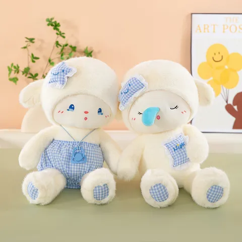 Cute Stuffed Sheep Plush Toy Soothing Doll Soft Cartoon Animal Pillow Companion Birthday Gift For Kids Girls