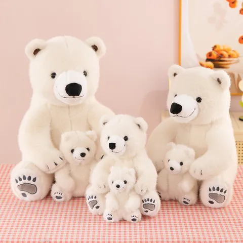Cute Mother and Child Polar Bear Plush Toy Soft Stuffed Animal Doll Healing Home Decor Cute Birthday Gift