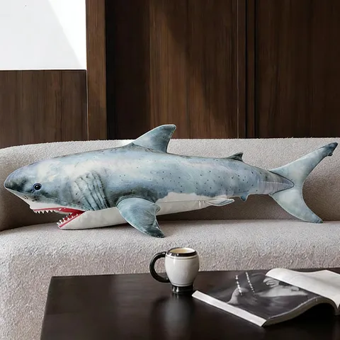 Simulation Shark Plush Toy Pillow Cute Ocean Animal Stuffed Doll Soft Throw Pillow Kids Birthday Gift Home Decor