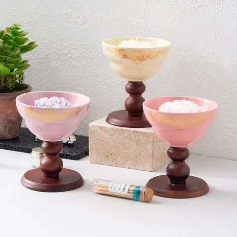 Candela Profumata in Cera di Soja Legno Ceramica Design Floreale Candela per Aromaterapia per Decorazioni Casa Camera da Letto Regalo di Matrimonio