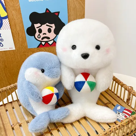 Cute Animal Plush Toy Seal Dolphin Walrus Stuffed Doll Soft Pillow Cute Cartoon Children Soothing Companion Gift